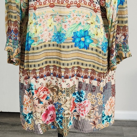 Johnny Was Multicolor Patchwork  Floral‎ Kimono - Picture 9 of 12